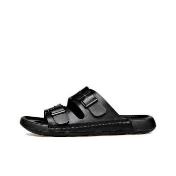 PT'SON PU Polyurethane Slide Slippers Men's Black