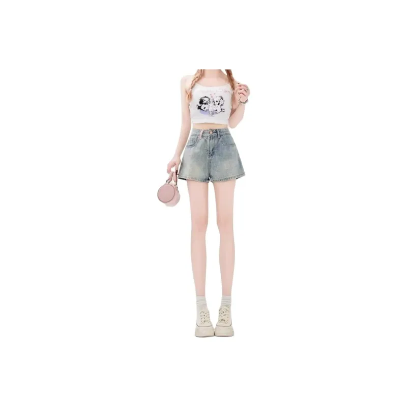 Ordifen Denim Shorts Women's Light Blue-0