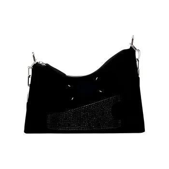 Maison Margiela Snatched Fabric Hobo Bag, Shoulder Bag Small Size Women's Black