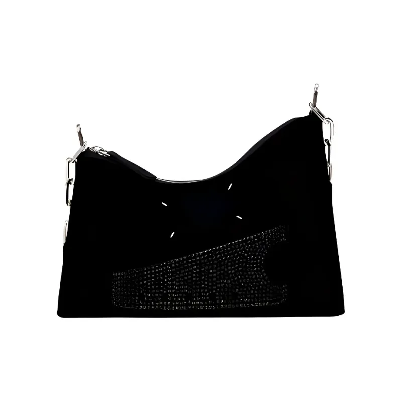 Maison Margiela Snatched Fabric Hobo Bag, Shoulder Bag Small Size Women's Black-0