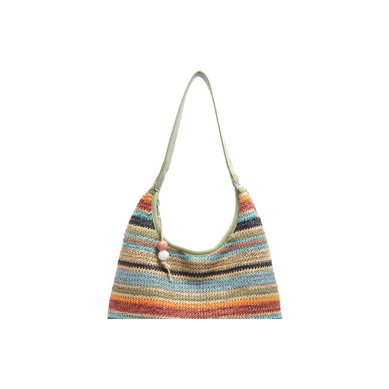 YZUE Straw Woven Shoulder Bag Regular Women's Multicolor-2