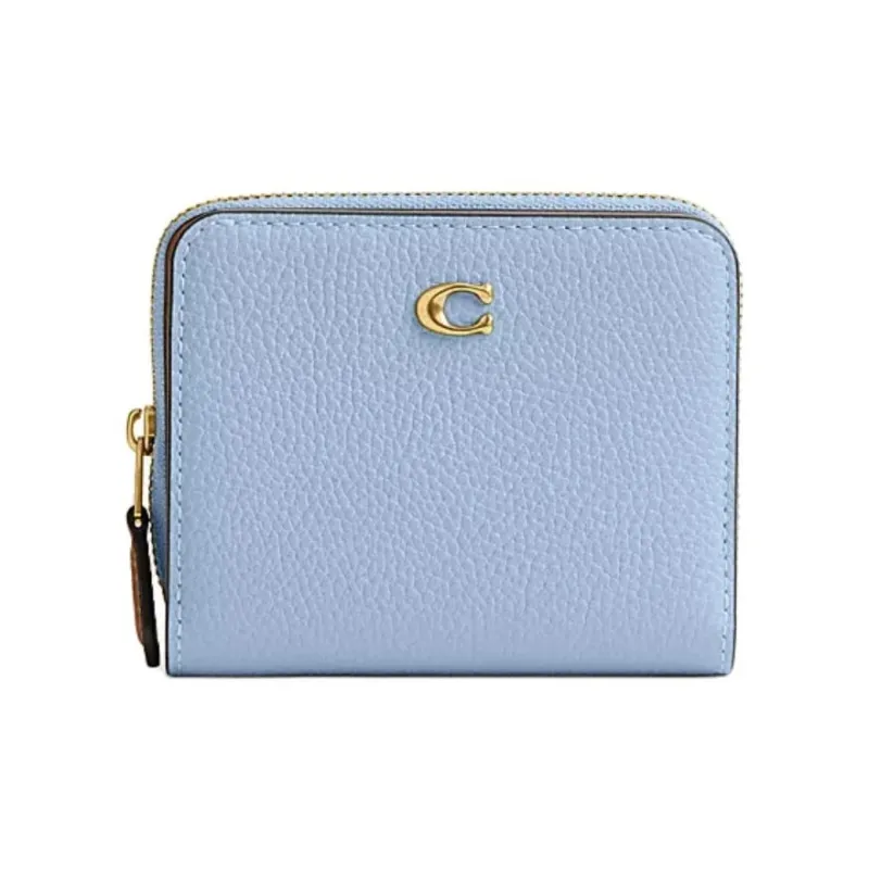 COACH BILLFOLD Leather Wallet Mini Women's Blue-0