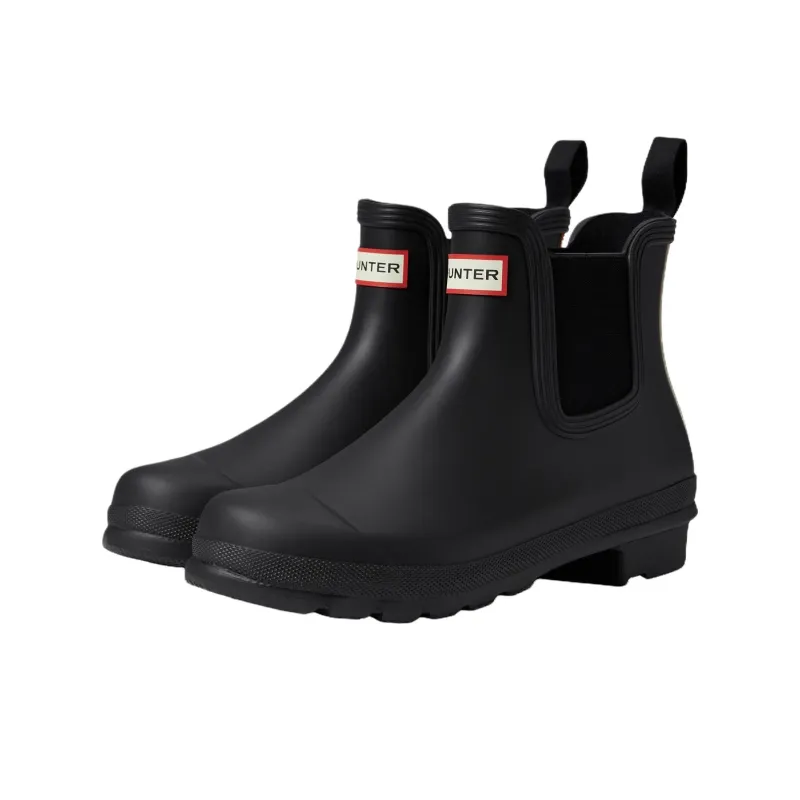 HUNTER Short Chelsea Boots Women's Black-1