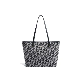 CORALDAISY Fabric, Synthetic Leather Tote Bag, Shopping Bag, Shoulder Bag Women's Mousse Black