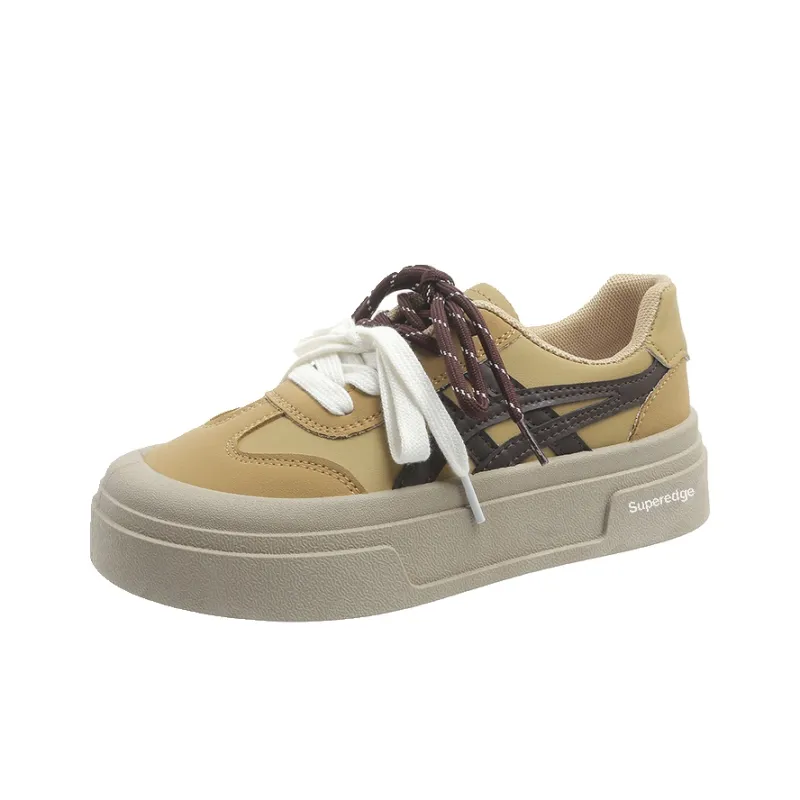 SUPEREDGE Breathable Lightweight Rebound Low Top Casual Shoes Women's Khaki-0