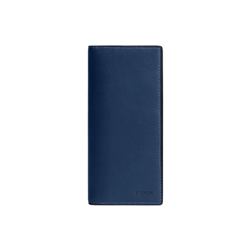 COACH Breast Pocket Leather Wallet Mini Men's Dark Blue-0
