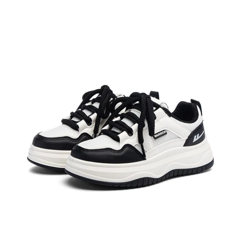 Warrior Anti Slip Wear Resistant Low Top Skateboard Shoes Women's Beige Black-2