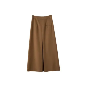 Late White Casual Long Skirt Women's Dark Coffee