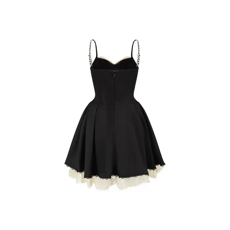 Udon House Slip Dresses Women's Black-1