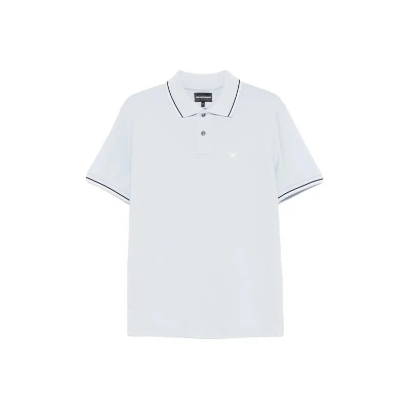 EMPORIO ARMANI Striped trim Piqué Polo Shirt-0