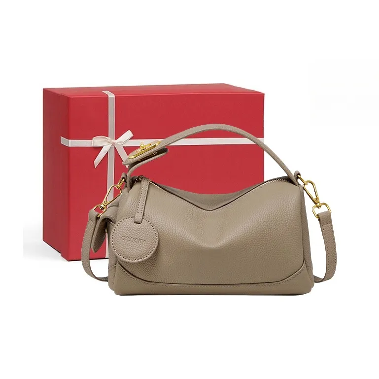 CNNCOO Cow Leather Handbag Women's Elephant Gray-0
