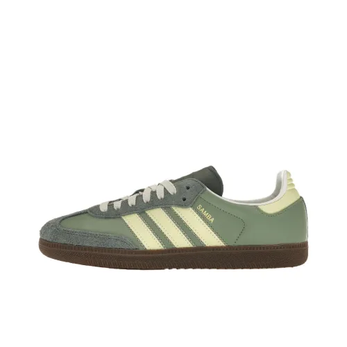 Adidas Originals SAMBA OG Anti Slip Wear Resistant Low Top Skateboard Shoes Women's Green Yellow