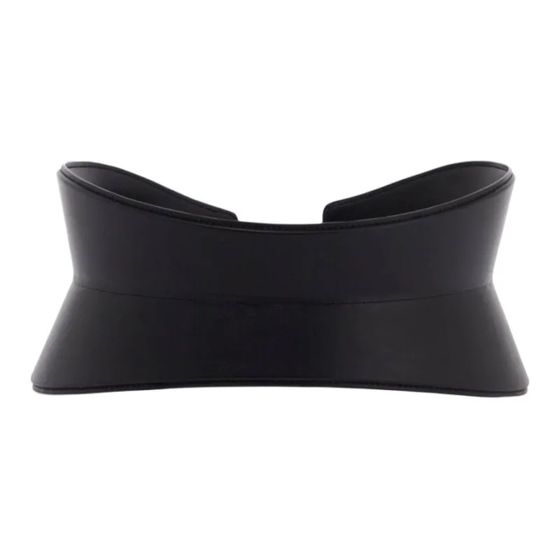 Alaia Calfskin Leather Belts Women's Black -1