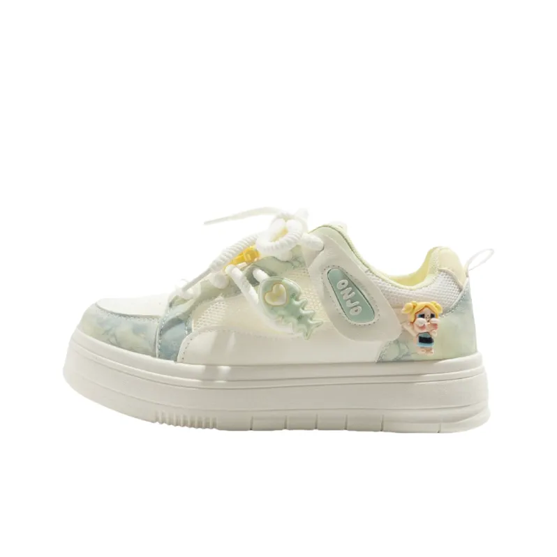 JimiXiong Low Top Skateboard Shoes Women's Beige Blue-5