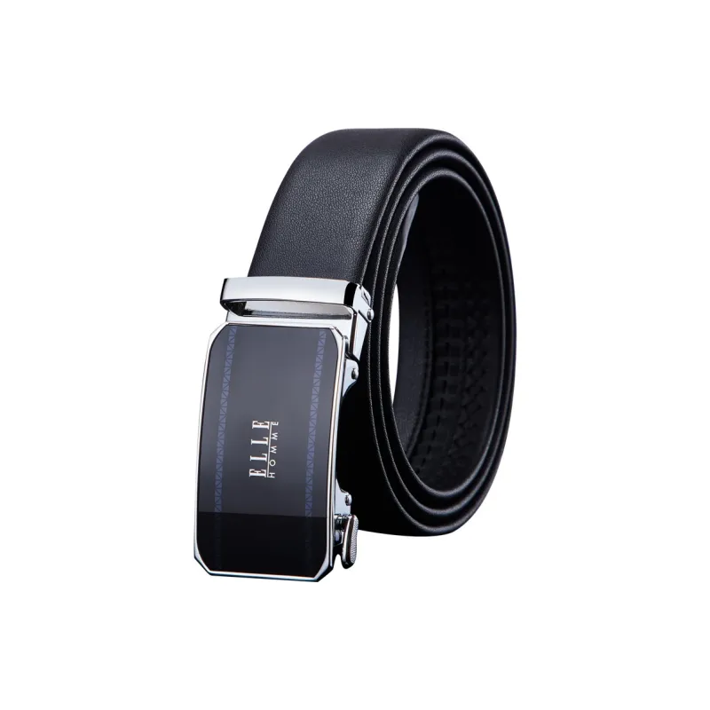 ELLE HOMME Top Grain Cow Leather Belts Men's Gunmetal Gold Width 3.5cm-4