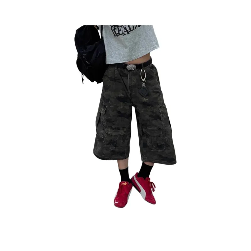 DUATOGE Denim Shorts Men Camouflage -0