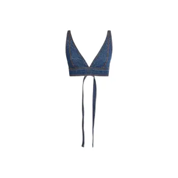 Pegaso Embroidered Denim Bralette