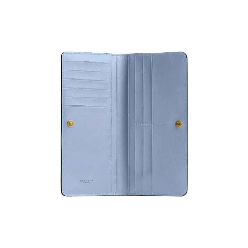 COACH Essential Calfskin Wallet Trumpets Women's Brass & Bellflower Blue-2