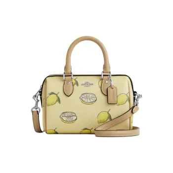 COACH Rowan Coated Canvas Shoulder Bag, Crossbody Bag, Handbag Mini Women's Yellow Green
