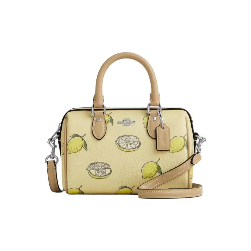 COACH Rowan Coated Canvas Shoulder Bag, Crossbody Bag, Handbag Mini Women's Yellow Green