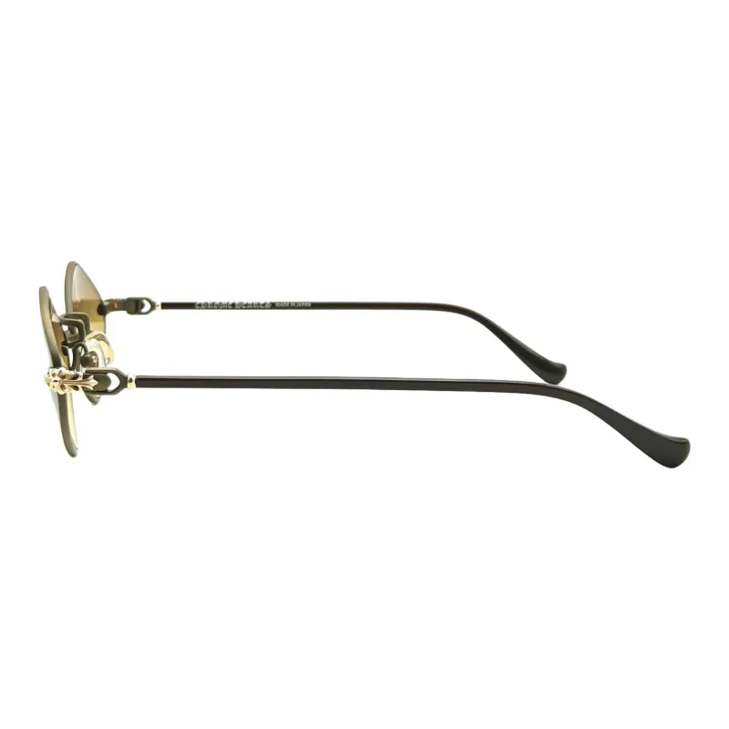Chrome Hearts Titanium Irregular Shape Sunglasses Men's Brown-2
