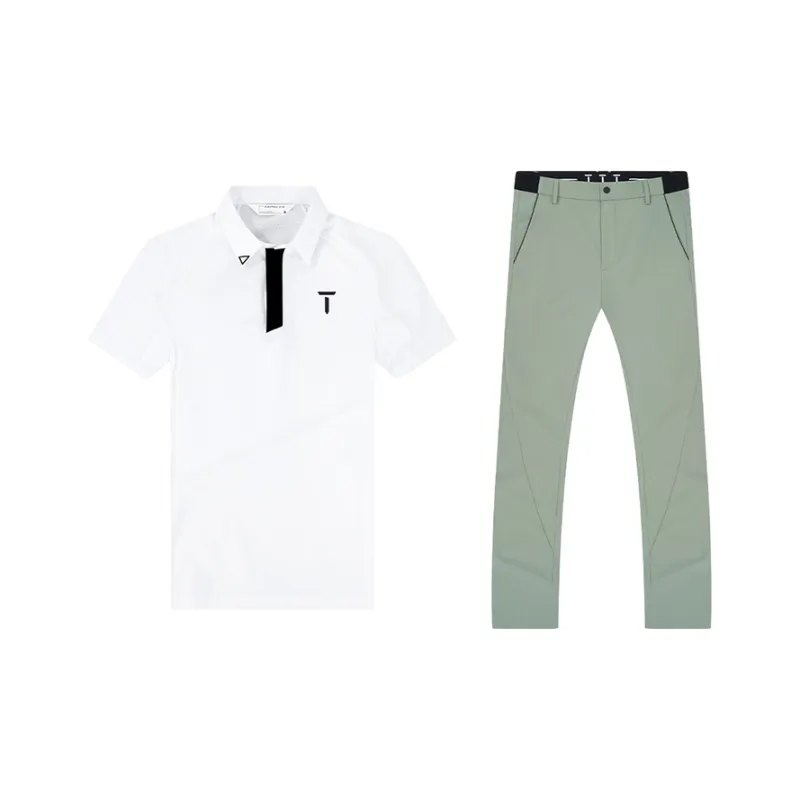 EUROPEAN TOUR Casual Sportswear Men's 2 Pack White T Shirt+Sage Green Pants-0