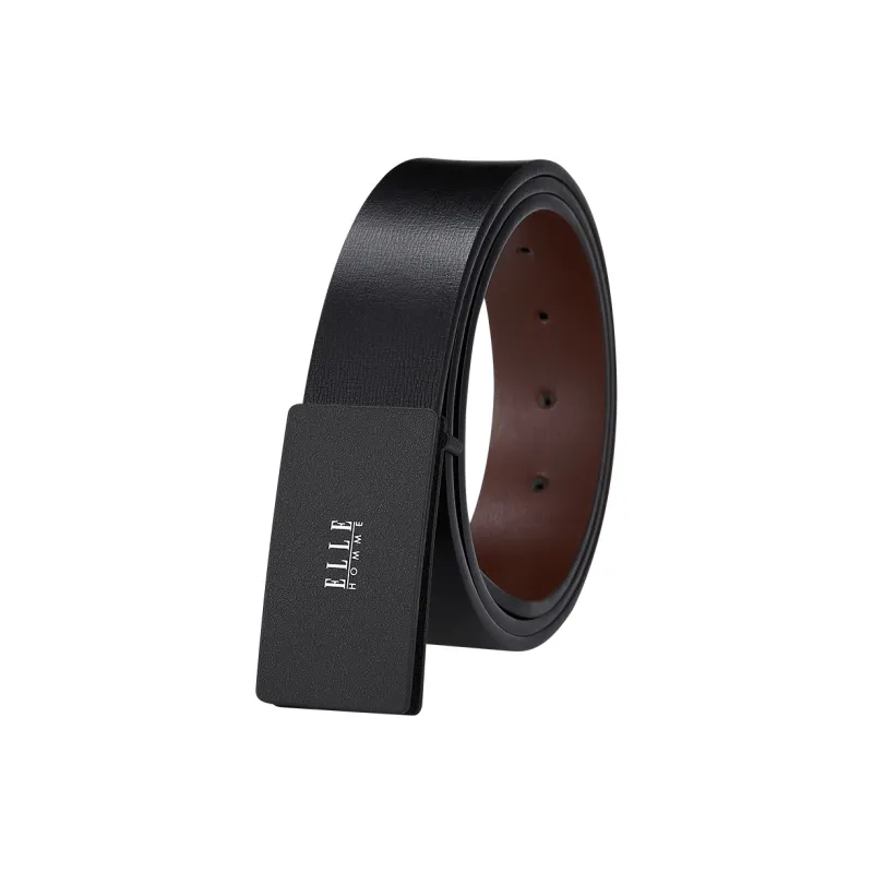 ELLE HOMME Cow Split Leather Belts Men's Gunmetal Width 3.3cm-4