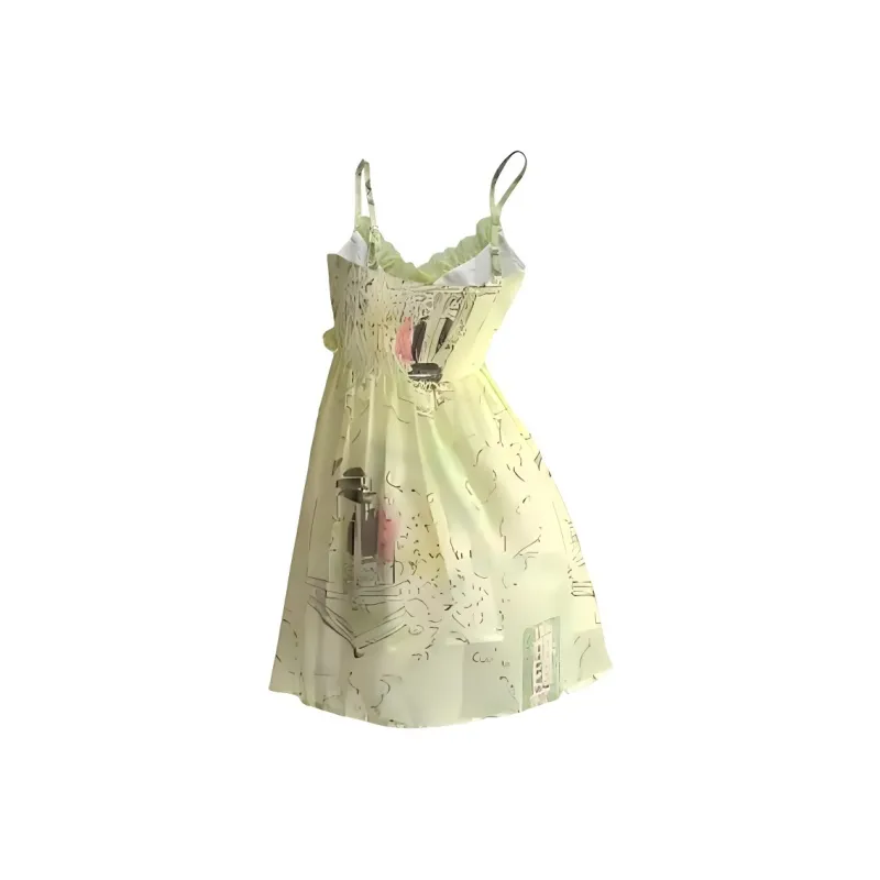 GUOZHEN Slip Dresses Women's Yellow Green-1