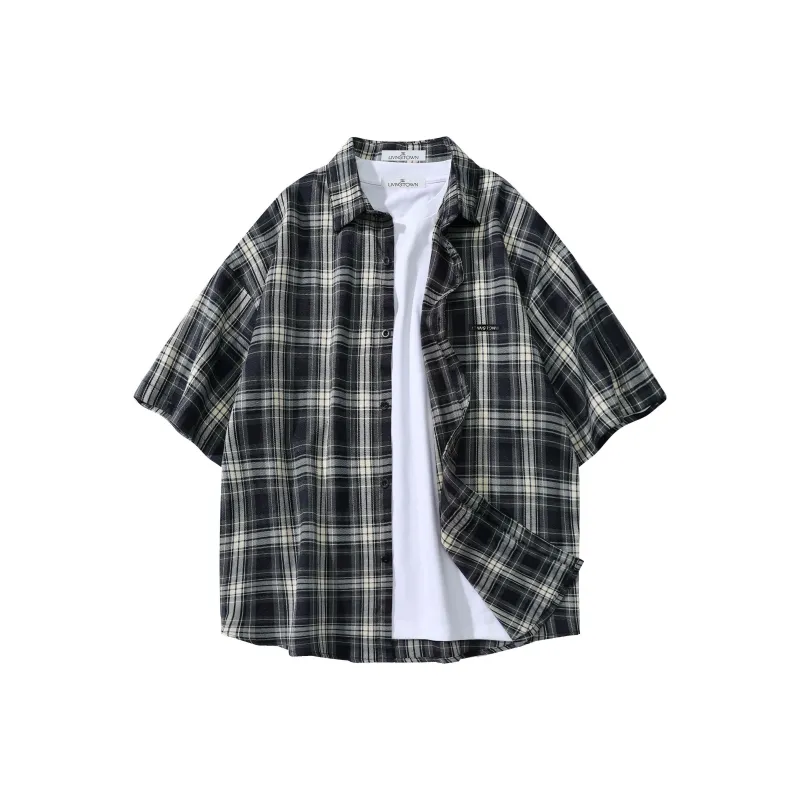 LIVINGTOWN Shirt Unisex Black Gray-8