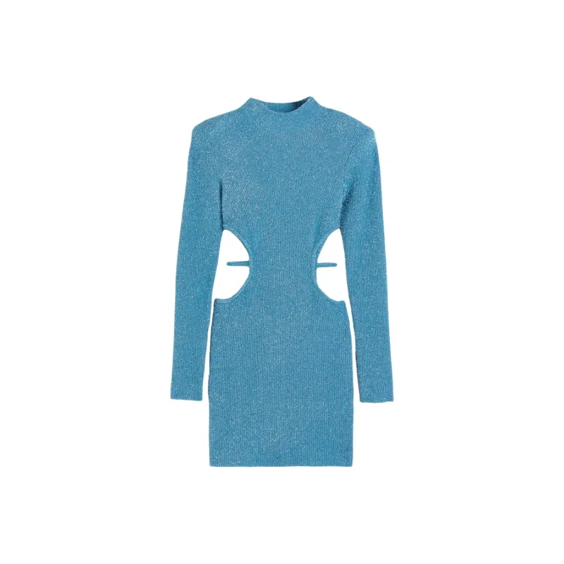 Rotate H&M Glitter Mini Dress Dusk Blue-0