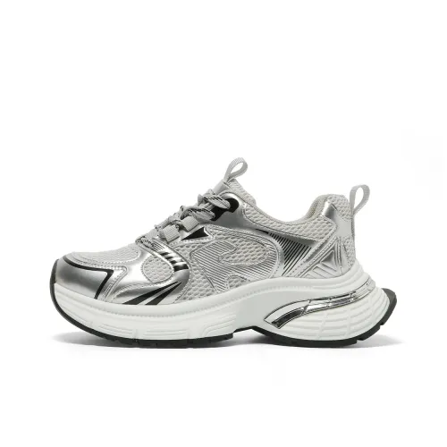 FOREVER 21 Abrasion Resistant Slip Resistant Low Top Chunky Sneakers Women's Silver