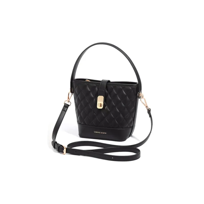 CLEVER& KETCH PU One Shoulder Bucket Handbag Women's Black/White-1