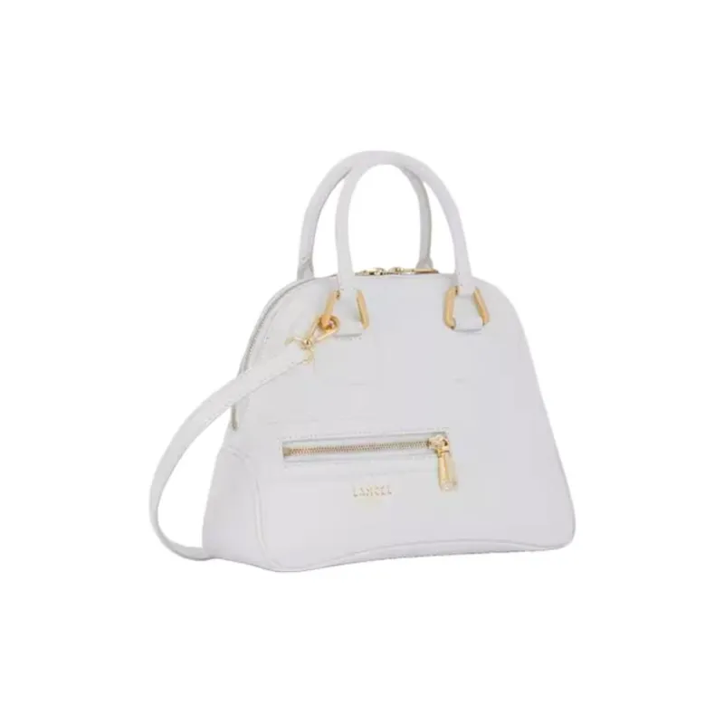 LANCEL Cow Leather Dome Bag, Shoulder Bag, Crossbody Bag, Handbag Mini Women's White-1