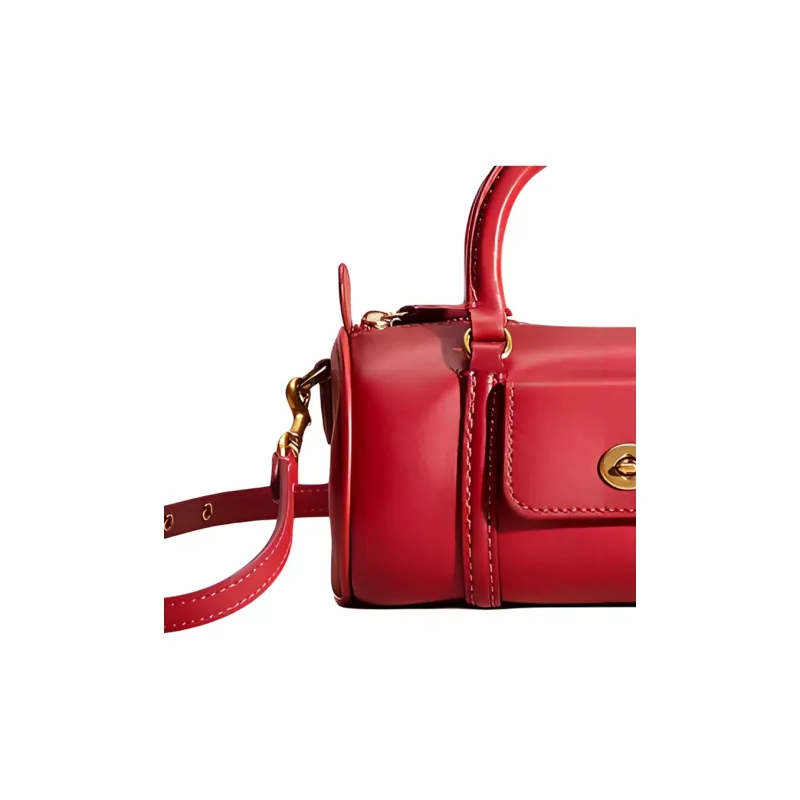 COACH Barrel Glove Tanning Shoulder Bag Crossbody Bag Handbag Small Size Women's Brass Stacked Apple-2