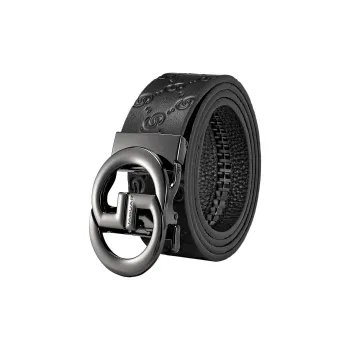 JAGUAR Top Grain Cow Leather Belts Men's Black 3.55cm