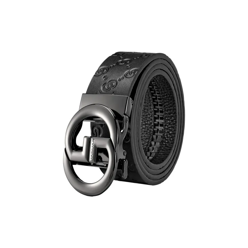 JAGUAR Top Grain Cow Leather Belts Men's Black 3.55cm-0