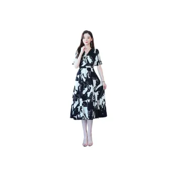 Flowers In Water Short Sleeved Dress Women's