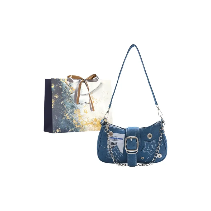 Iman's House Denim Shoulder Bag Women's Blue/Black-0