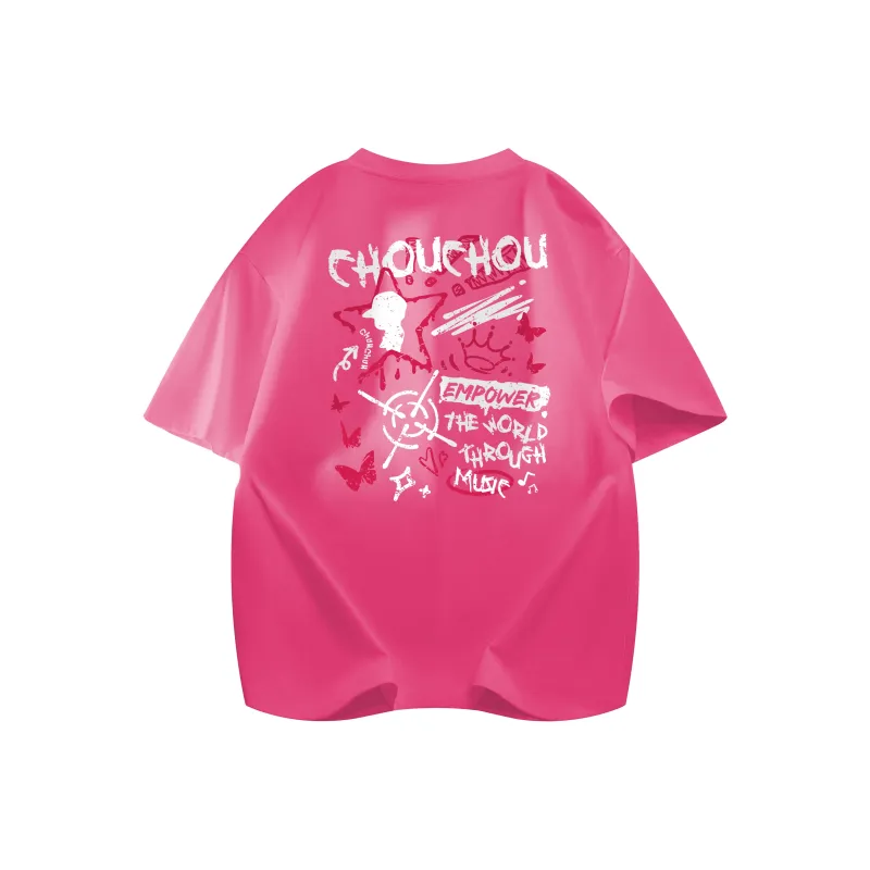 CHOUCHOUS Drop Shoulder Sleeve T Shirt Women's-14