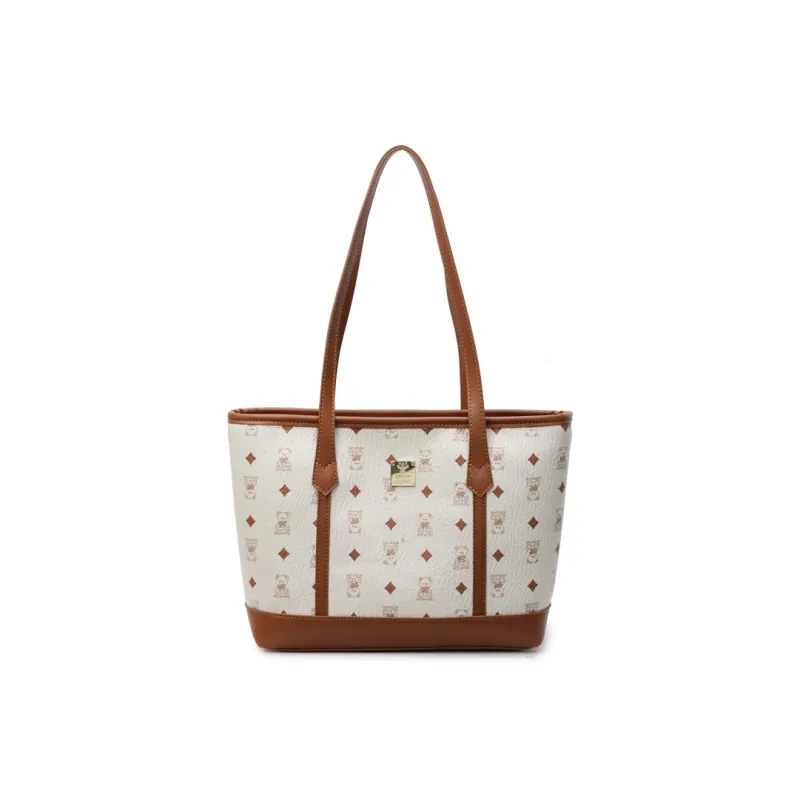 Miss Angel PU Shoulder Bag Women's Ecru/Black/Brown-0