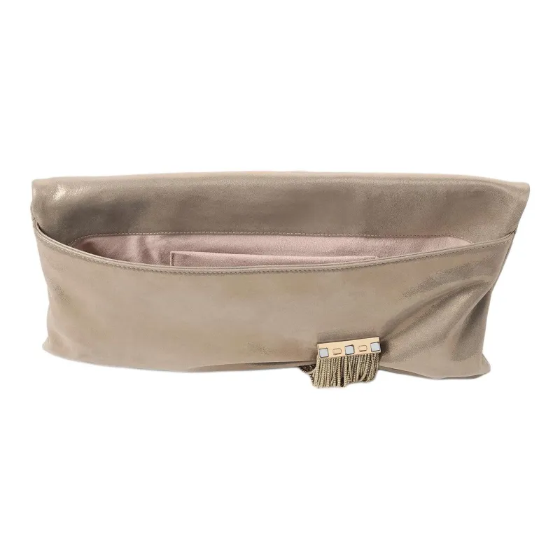Jimmy Choo Shimmer Suede Clutch Women's Gold-3
