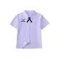 Women's Short-Sleeved Light Purple Thai-Style Shirt+Navy Blue Thin Bow Tie