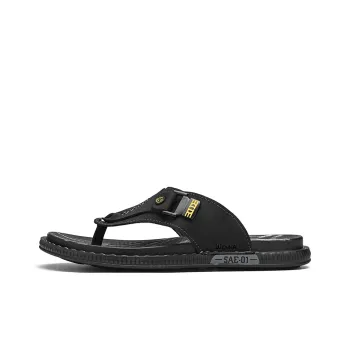 Wen Nai Rubber Sole Abrasion Resistant Slip Resistant Flip Flops Men's Black