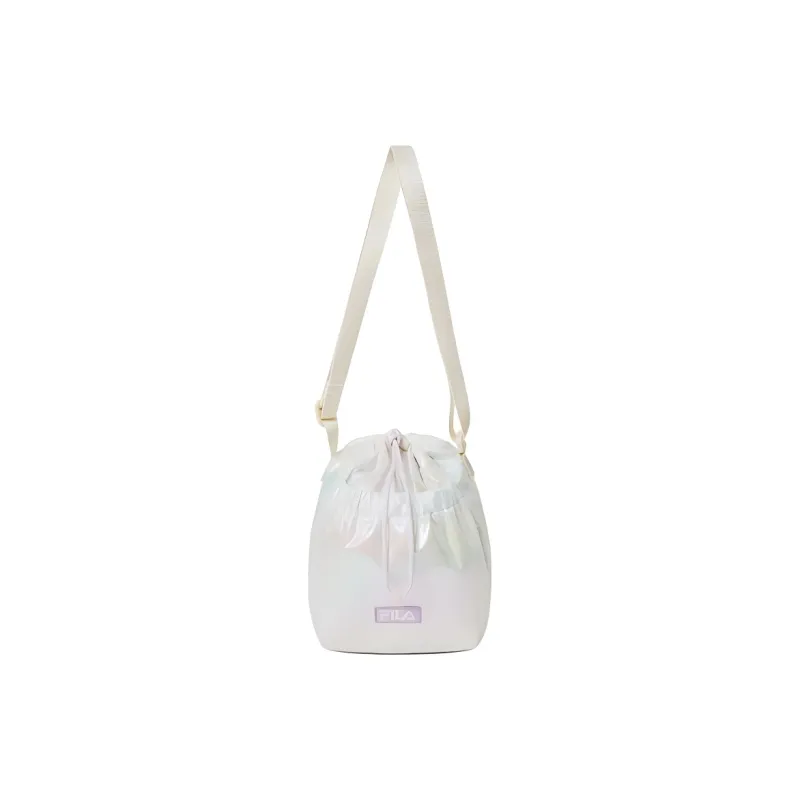FILA Shiny Fabric Bucket Bag, Shoulder Bag Women's Cream-0