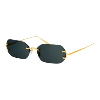 Linda Farrow Titanium Irregular Shape Sunglasses Women's Gold