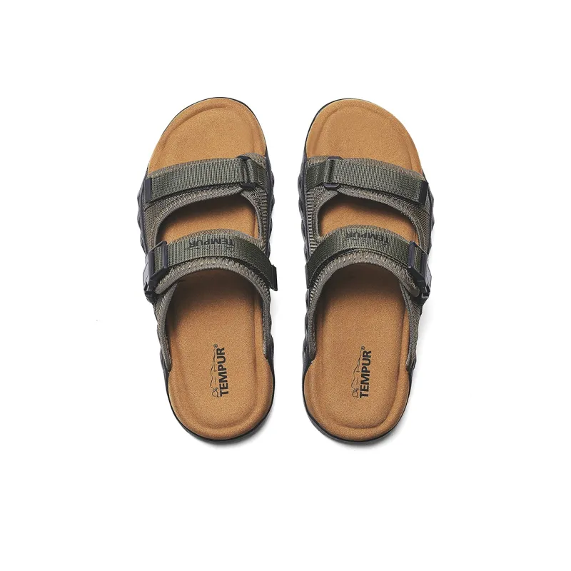 TEMPUR Rubber Sole Abrasion Resistant Slide Slippers Men's Green-2