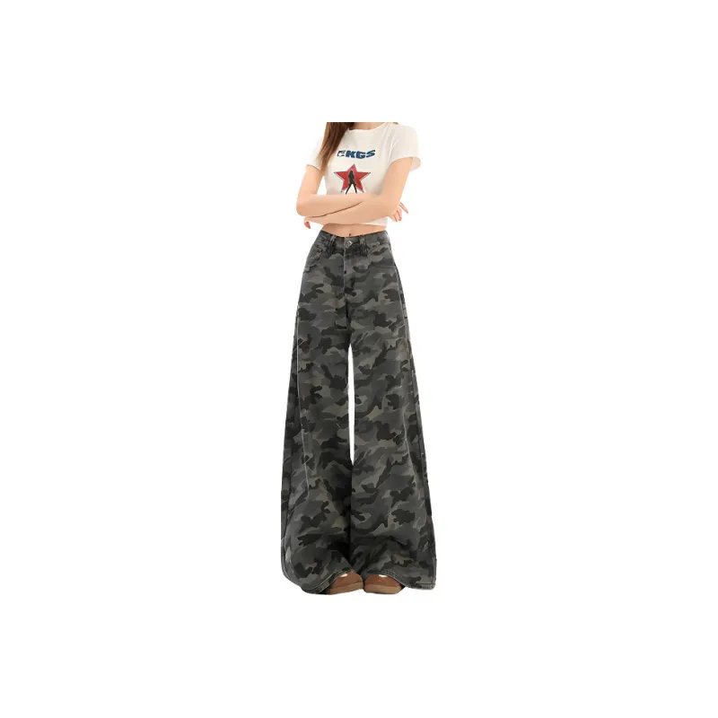 TIMSVOL Jeans Women's Camouflage Gray-0