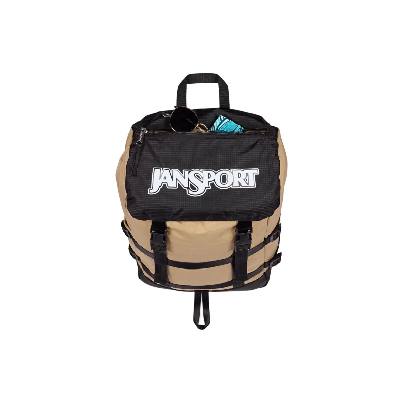 JanSport Recycled Polyester Backpack Unisex Khaki & Black-4