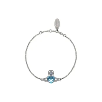 Vivienne Westwood Faux Crystal Saturn Heart Blue Diamond Decoration Bracelet Women's Silver/Blue