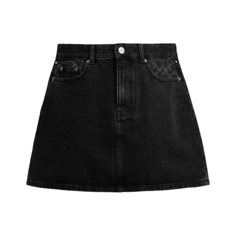 COACH Denim Short Skirts Women's Black-0